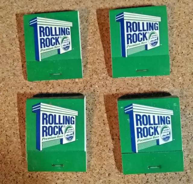 4 Vintage & Rare"Rolling Rock" Premium Beer Matchbooks...Full & Unstruck....NOS!