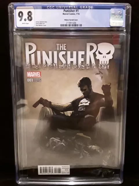 CGC 9.8 Punisher # 1 (2016) 1:25 Alex Maleev Variant NM/MT Daredevil Netflix MCU