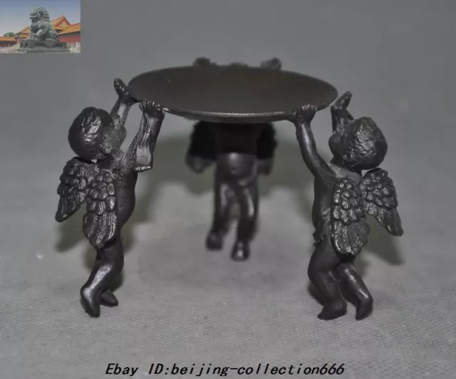 Old china bronze Eros Cupid Angels Lamp stand Candle Holders Candlesticks statue