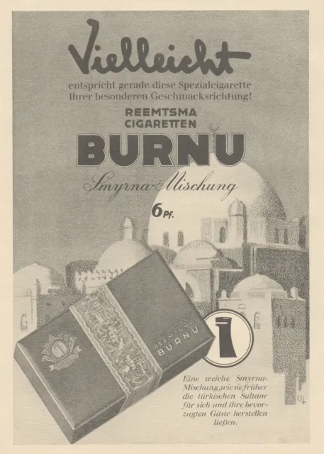 J1281 Reemtsma Cigaretten BURNU - Pubblicità grande formato - 1929 Old advert