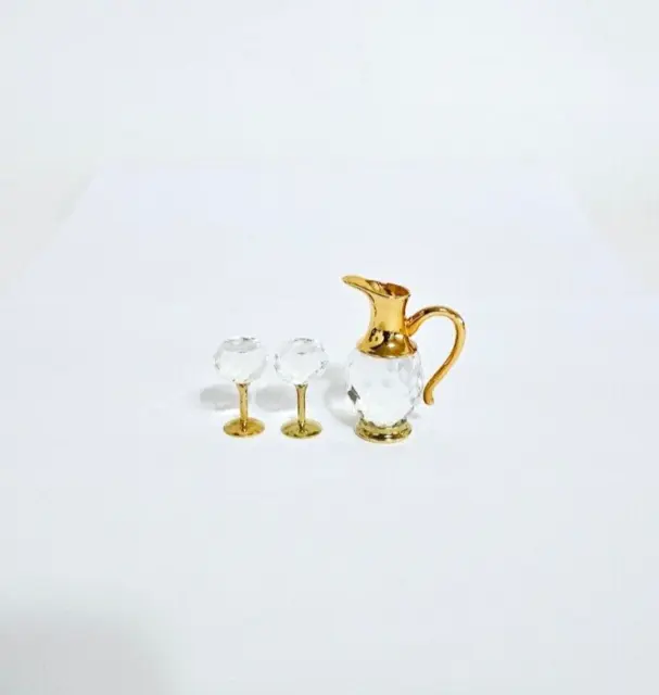 Swarovski Crystal Memories Jug with Wine Glass Set Made in Austria Rare Find