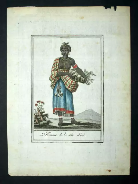 FEMME DE LA COTE D'OR (République du Ghana) gravure illustration de Grasset 1797 2