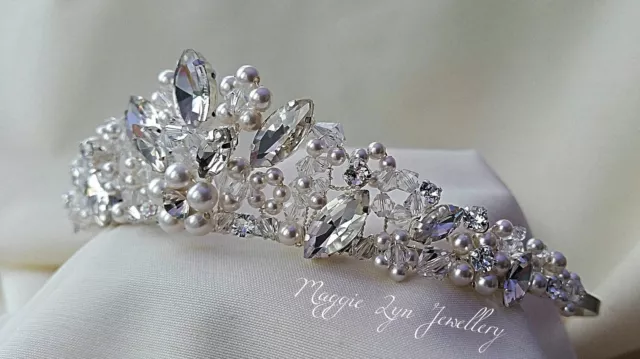 Bridal Tiara sparkly Swarovski crystals, pearls. Bride wedding bridal prom uk