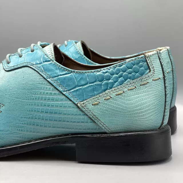 STACY ADAMS MEN'S 7.5 Shoes Blue Straw Leather Croc Lizard Print ...