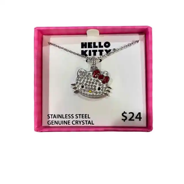 Sanrio hello kitty stainless steel crystal pendant necklace