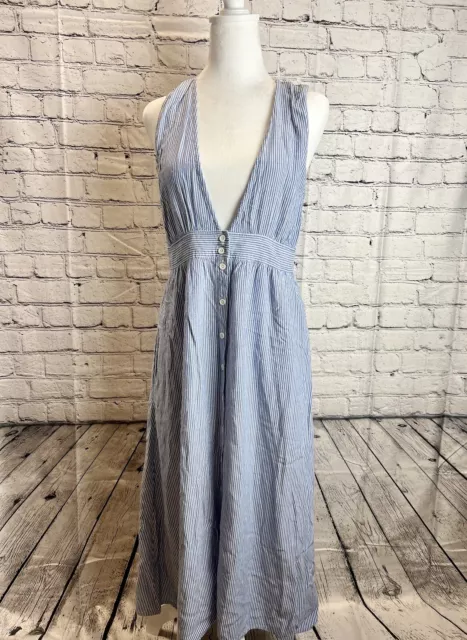 Urban Outfitters Women's Kimchi Blue White Stripe Button Dress Size 6 Beach Chic