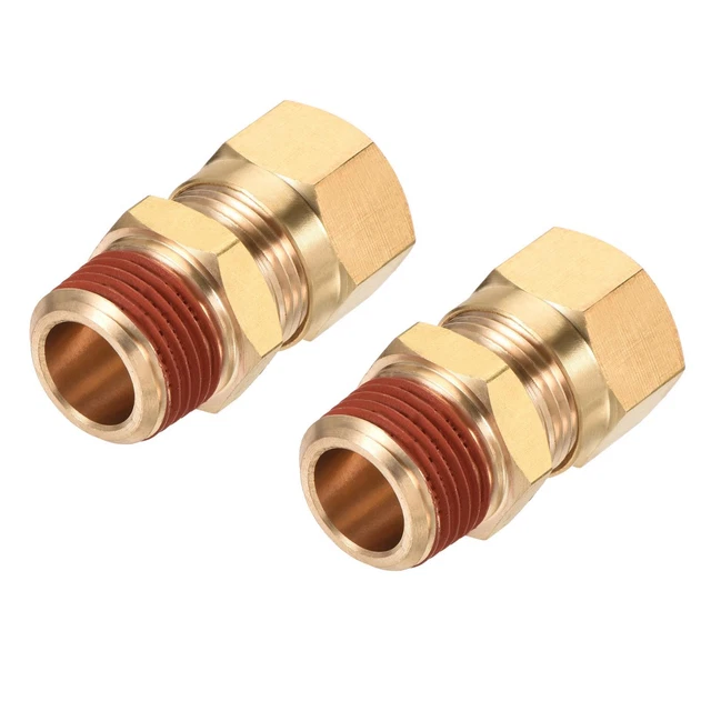 Compression Tuyau Raccord 3/8NPT x 1/2" Tuyau OD Droit Adaptateur Paquet de 2