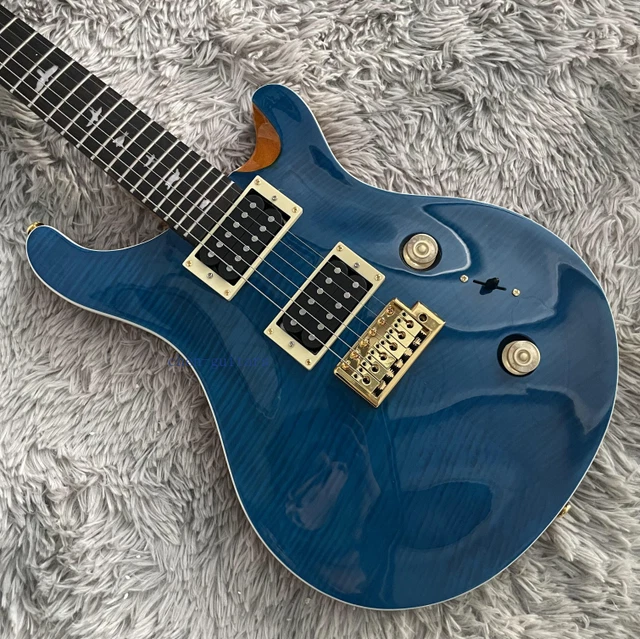 CUSTOM ELECTRIC GUITAR Blue Bird Inlay Flamed Maple Top Gold Hardware Guitar EUR 325,82
