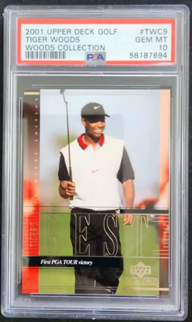 Tiger Woods 2001 Upper Deck Golf Woods Collection #TWC9 PSA 10