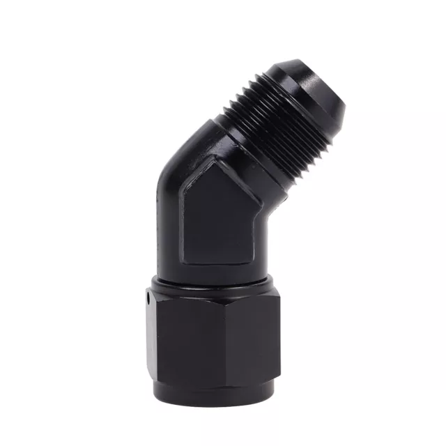 8AN Female to AN8 Male Flare 45 Degree Swivel Fitting Adapter Aluminium Black