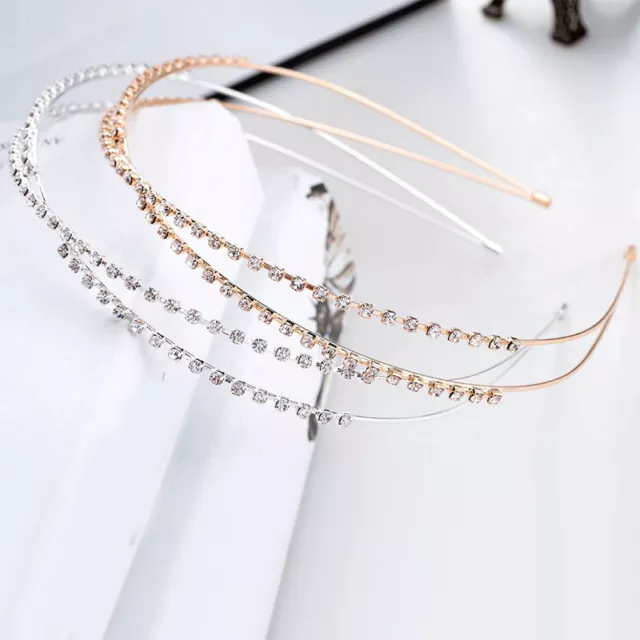 Estrás Diadema Cristal de Cabello Aro Fino Novia Accesorios para Pelo # Au "