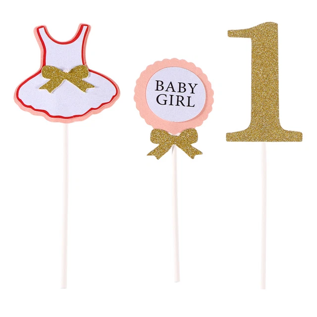 Primo compleanno cupcake picks ragazza decorazione torta iscrizione
