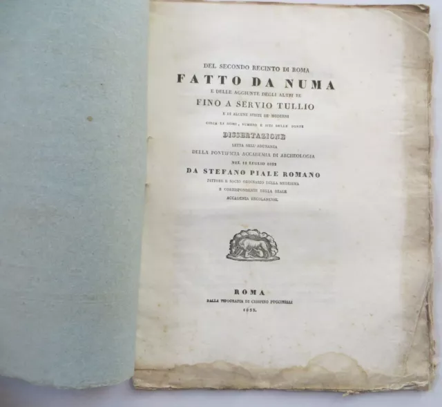 1833 Stefano Piale Recinto Di Roma Fatto Da Numa Archeologia Romana Incisione