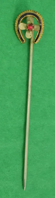 Épingle à bâton victorienne Fab Gold avec centre feuille rubis (4)