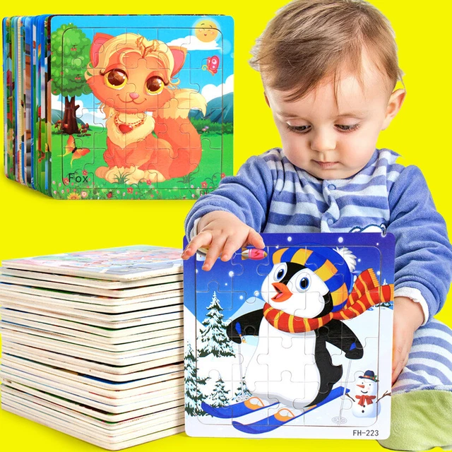 WOODEN JIGSAW PUZZLES Montessori Kids Educational Developing Learning
