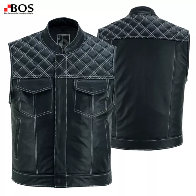 Herren Motorrad Leder Weste Kutte Lederweste Biker Gilet  Cuir Vest Chopper