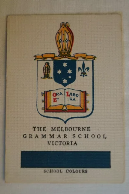 Vintage World Renowned Card School Crests The Melbourne Grammar School