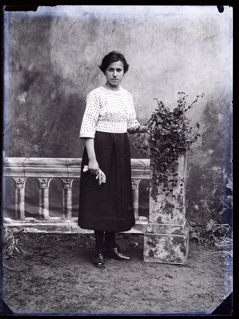 Porträt D’A Weiblich Foto Negative c1920 Platte De Verre Vintage V41L6n2