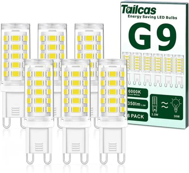 G9 Led Light Bulbs, 3.5W, Cool White 6000K, 350LM, Equivalent 30W Halogen Bulb 6