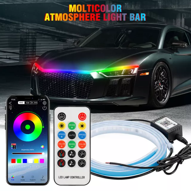 RGB Led Auto Scheinwerfer Streifen DRL Lichter Motorhaube Dekorative Lichtleiste