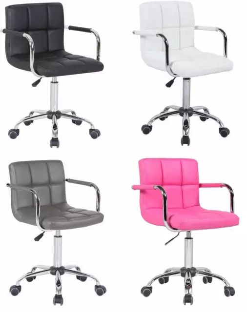 Home Office Salon Chair Faux Leather Computer Desk Chair Adjustable Swivel Chair