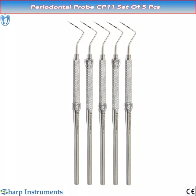 5 Pcs Dental Periodontal Probe CP 11 Hygiene Pocket Measuring Probes 3-6-8-11 mm