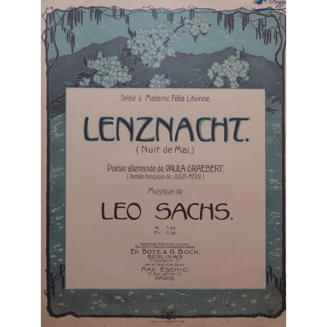 SACHS Léo Lenznacht Chant Piano 1907
