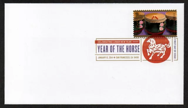 Usa, Scott # 4846, Blank In Dcp Fdc Cover 2014 New Lunar Year Of Horse