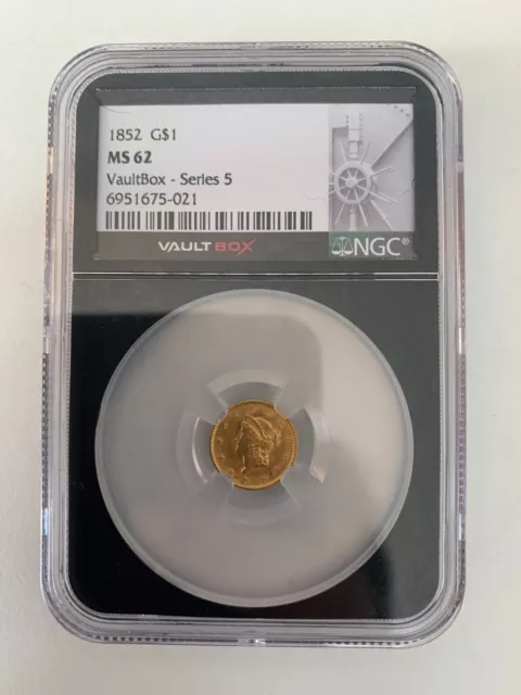 1852 Liberty Gold Dollar - G$1 NGC Mint State MS 62