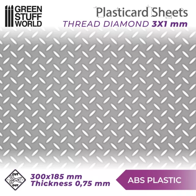 Planchas Plasticard Texturizado DIAMANTE - tamaño A4 - Plastico Poliestireno