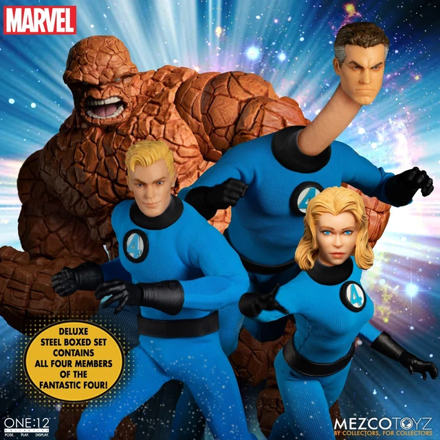 Mezco Toyz One:12 Collective Marvel Comics Fantastic Four Deluxe Steel Boxed Set