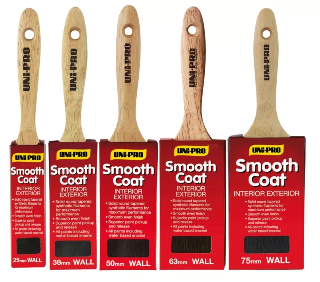 Paint Brushes/Pack of 5 Uni Pro Smooth Coat brushes 25mm, 38mm, 50mm,63mm, 75mm