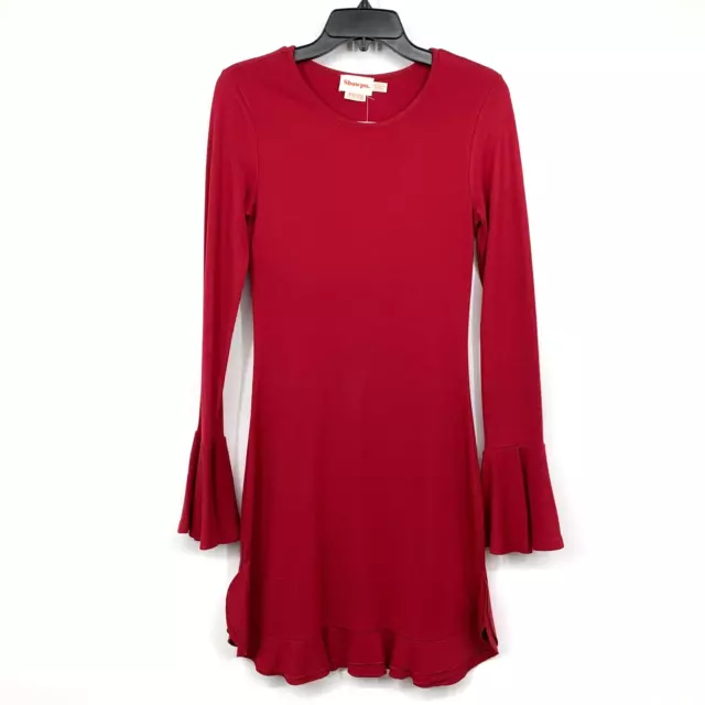 Showpo Dress Womens Size 4 Tell It Like It Is Mini Red Bell Sleeve Ruffle NWT