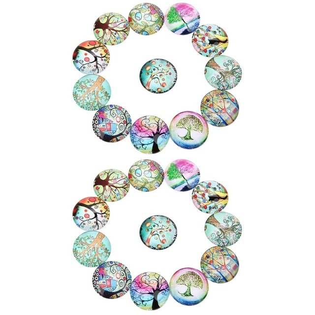 40 PCS Flache Rückseite Fliesen Snap Halskette Charme Glas Dome
