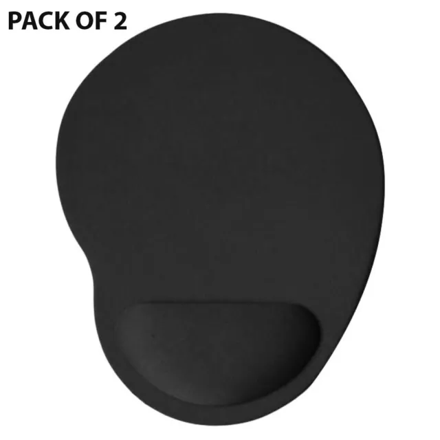 2 Pcs Black Anti-Slip Mouse Mat Pad With Foam Wrist Support Pc Laptop Uk Seller