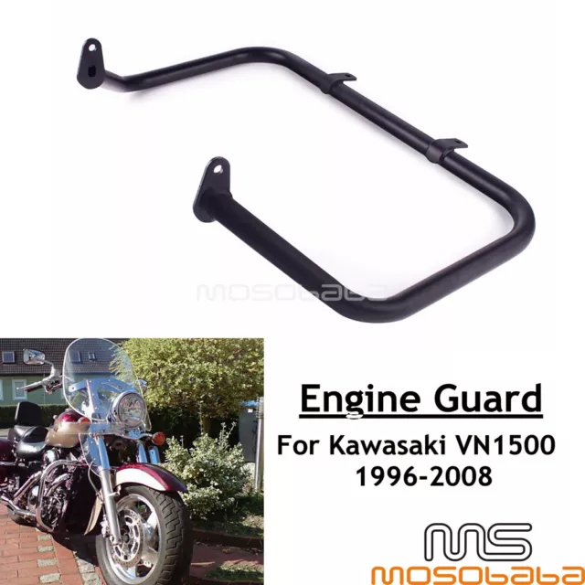 Black Engine Guard Highway Safety Crash Bar For Kawasaki VN1500 VN1500N VN1500E