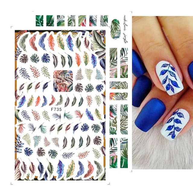 Feuilles Décalcomanie enveloppée de curseur Été 3D Autocollants pour ongles