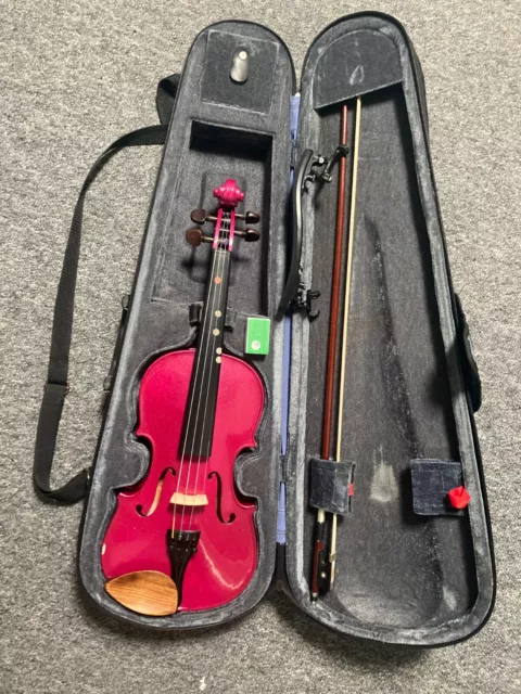 Stentor Harlequin Polished Bright Pink 3/4 Violin + Case + Accessories