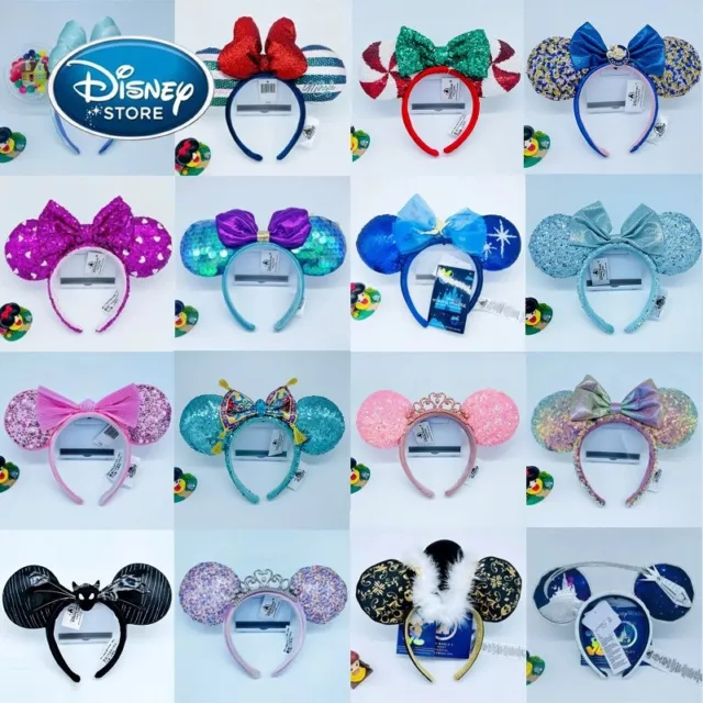 60 Styles Minnie Mouse Ears Disney Park Belle Bow Mickey Santa Hat Headband