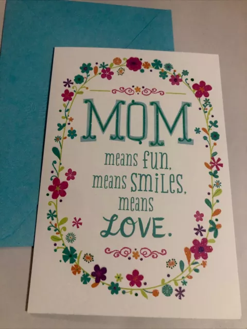 Happy Birthday Mom Means Love Beautiful Flowers 5”x7” Hallmark Greeting Card