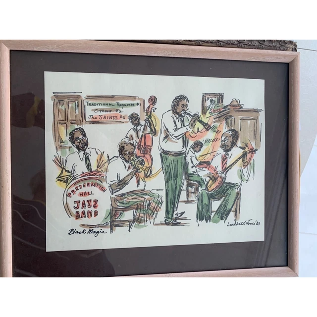 Black Magic Preservation hall by Donnatella Jones watercolor w pen vtg