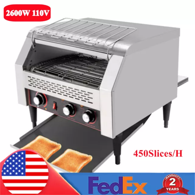 450Slices/H 2600W Commercial Conveyor Toaster Bread Baking Machine TT-450L 110V