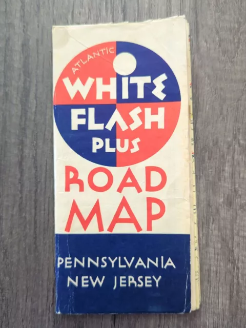 Pennsylvania New Jersey Road Map Courtesy of Atlantic White Flash Plus 1934