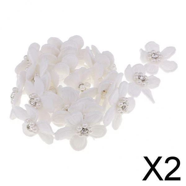 2X 1 yard fleurs perle cristal ruban dentelle garniture coudre embellissement