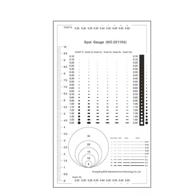 Spot Gauge Comparison Card Ruler Point Dot Line Scratched Area Circle Micrometer
