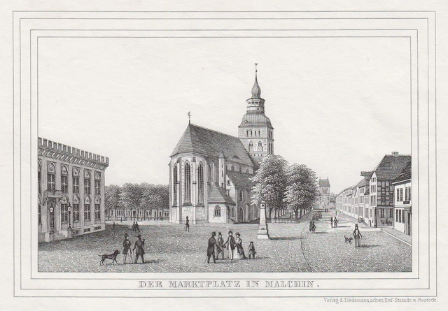 Malchin Original Litografía Tiedemann 1845