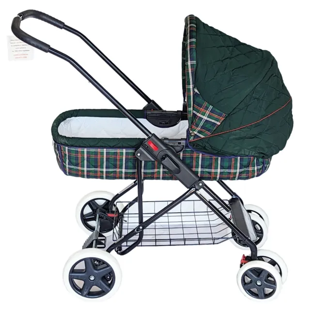 2 in 1 Travel System Green Tartan Pram Push Chair Pushchair Buggy Baby Stroller