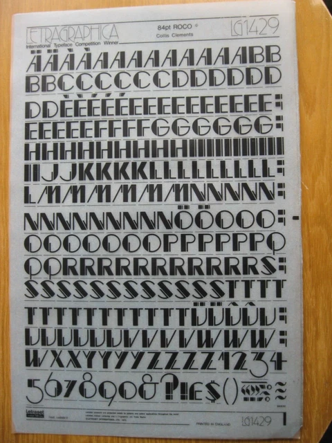1 x Letraset Oberhülle & Nummer ROCO 15,4 mm 84pt Blatt LG1429 (R)