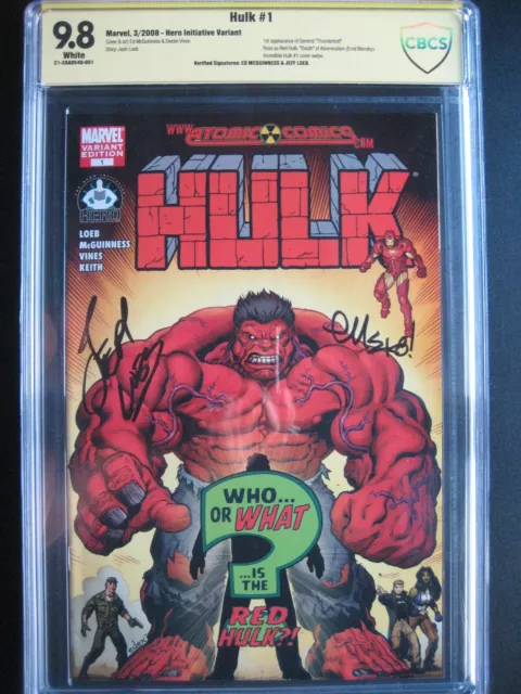 Hulk #1 Hero Initiative Variant CBCS 9.8 WP 2x Signed Ed McGuinness & Jeff Loeb