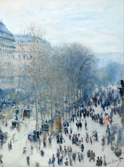 Boulevard des Capucines by Claude Monet Giclee Museum Size Repro on Canvas